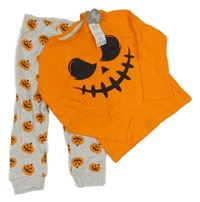 Nové - Oranžovo-šedé pyžamo s dýněmi Pep&Co. 