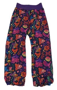 Lilkové softshellové kalhoty s květy