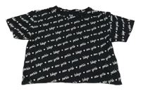 Černé crop overesize tričko s nápisy C&A