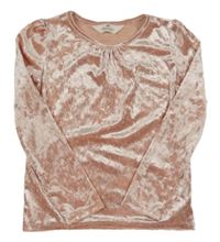 Světlerůžové sametové lesklé triko H&M