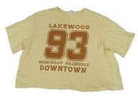 Vanilkové crop oversize tričk s nápisem H&M