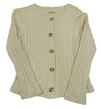 Smetanový děrovaný svetr s knoflíčky Zara 