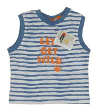 Nové - Bílo-modré pruhované tílko s nápisem Ergee