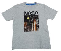 Šedé melírované tričko Nasa