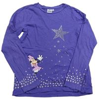 Tmavofialové pyžamové triko s Minnie a hvězdičkami zn. Disney
