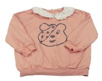 Světleskořicová oversize mikina s medvídkem Pudsey a límečkem s puntíky George