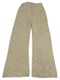 Světlebéžové melírované žebrované wide leg vlněné kalhoty PRIMARK