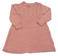 Světlerůžové pletené šaty se žebrováním a vzorem so cute