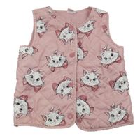 Starorůžová prošívaná šusťáková zateplená vesta s kočičkami Marií Disney