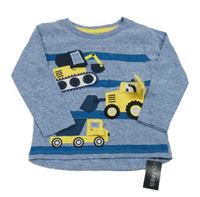 Nové - modré melírované triko se stavebními stroji St. Bernard