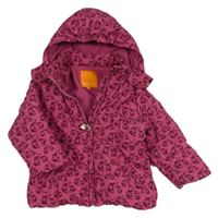 Malinová šusťáková zimní bunda s liškami a odepínací kapucí STACCATO