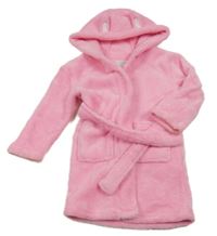 Růžový plyšový župan s kapucí s oušky PRIMARK