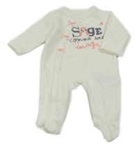 Bílý puntíkatý sametový overal s nápisy a mašličkami Pat&Ripaton