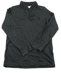 Tmavošedé melírované mikinotriko s výšivkou a límečkem Next