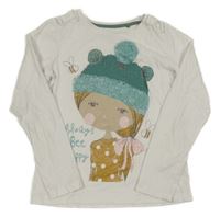 Smetanové triko s dívkou a včelkami a mašlemi Tu