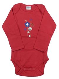 Červené body s kytičkami a motýlkem a srdíčky