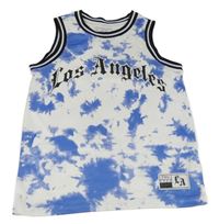 Bílo-modro-černé batikované sportovní tílko s nápisem PRIMARK