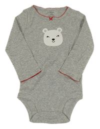 Šedé melírované body s medvídkem a mašličkou carter's