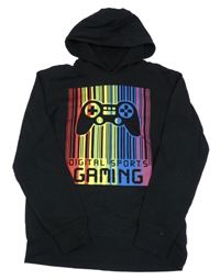 Černá mikina s ovladačem a barevnými pruhy a kapucí bpc