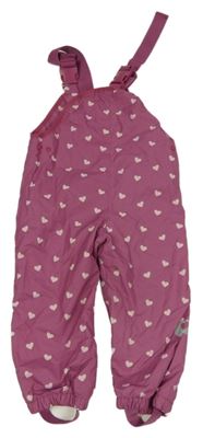 Světlevínové šusťákové laclové podšité kalhoty se srdíčky Topomini