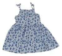 Modro-bílé pruhované letní šaty s motýlky C&A