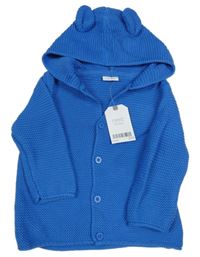 Nové - cobaltově modrý propínací svetr s kapucí s oušky Next