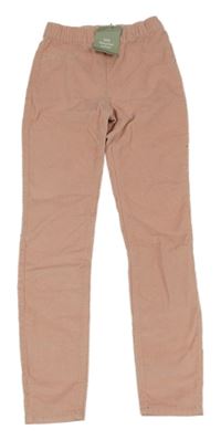 Nové - světlerůžové elastické manšestráky H&M