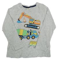 Světlešedé melírované triko se stavebními stroji Kids