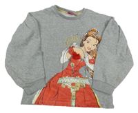 Šedá melírovaná mikina s Belle a flitry Disney