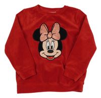 Červená plyšová mikina s Minnie Disney