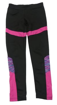 Černo-růžovo-fialové sportovní legíny Primark
