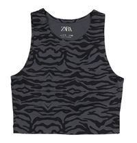 Tmavošedo-černý vzorovaný sportovní crop top Zara