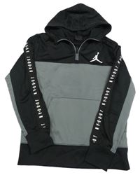 Šedo-černá sportovní mikina s logem a kapucí Air Jordan