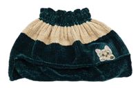 Tmavozeleno-béžová žinylková sukně s kočkou