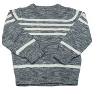 Tmavomodro-bílý svetr s pruhy C&A