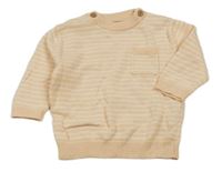 Meruňkovo-bílý pruhovaný svetr s kapsou George