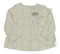 Nové - Bílo-stříbrná kostkovaná halenka s volánky Primark