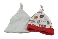 2x bavlněná čepice - světlešedá melírovaná + bílá fotbalová - San Francisco 49ers