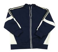 Tmavomodro-bílá propínací mikina s pruhy na rukávech M&S