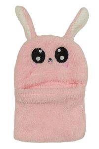 Růžová chlupatá kukla s oušky - králík