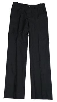 Černé pruhované vlněné slavnostní kalhoty