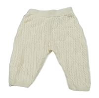 Krémové pletené tepláky s copánkovým vzorem H&M