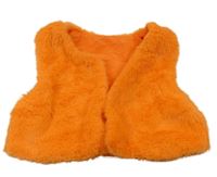 Neonově oranžová kožešinová podšitá crop vesta Shein