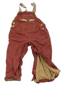 Vínové pruhované plátěné podšité laclové kalhoty s liškou Nutmeg