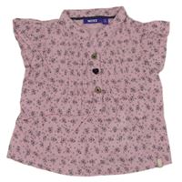 Růžová květovaná polo halenka Mexx