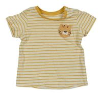 Bílo-žluté pruhované tričko s tygrem Matalan