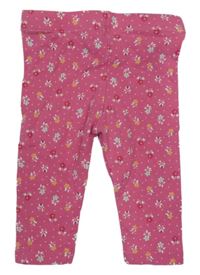 Tmavorůžové květované legíny Tu