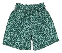 Tmavozelené květované lehké kraťasy