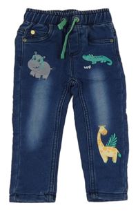 Tmavomodré teplákové rifle se zvířaty Orsolino