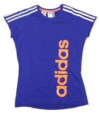 Fialové funkční tričko s nápisem Adidas